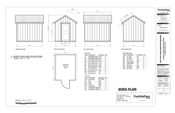 Shed Elevation And Plans 1